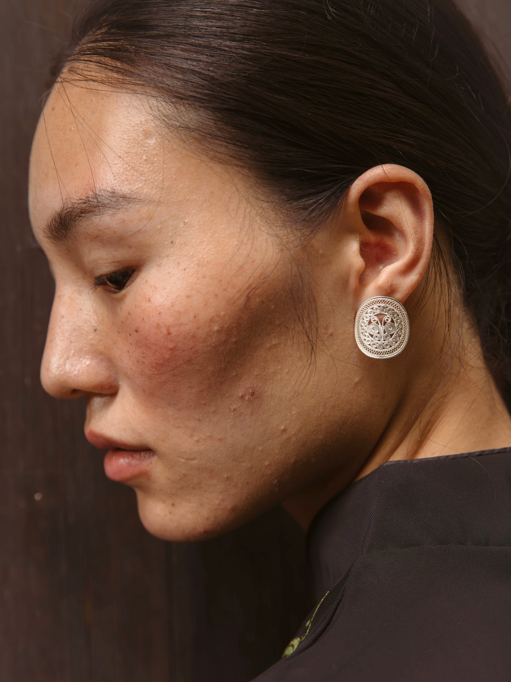 Drum and Butterfly Motif Earrings